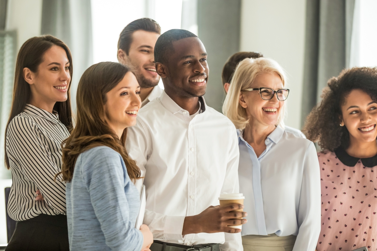 Diverse office crowd