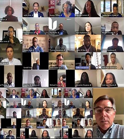 A lot of employees on a Teams virtual meeting.