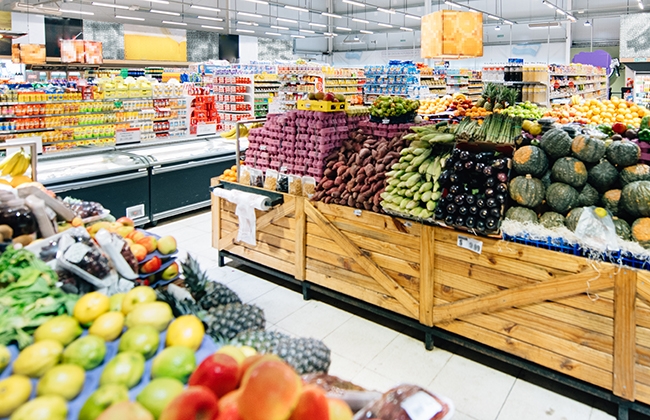 Grocery store full of produce