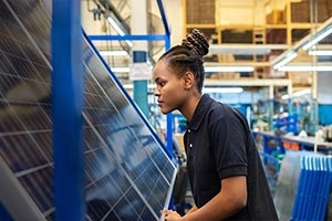 Woman working in sustainable factory